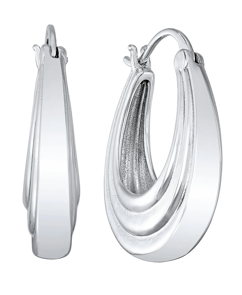 And Now This Silver Plated or 18k Gold Plated Brass Oval Textured Hoop Earring