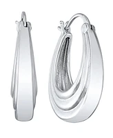 And Now This Silver Plated or 18k Gold Plated Brass Oval Textured Hoop Earring