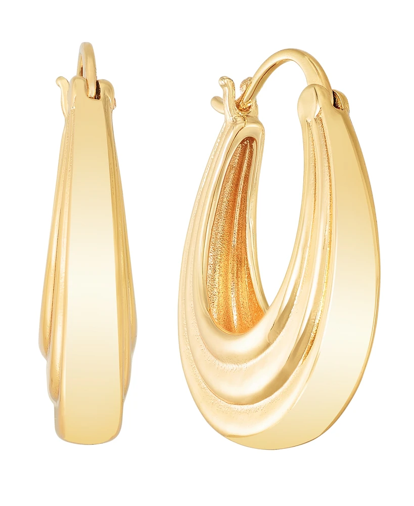 And Now This Silver Plated or 18k Gold Brass Oval Textured Hoop Earring