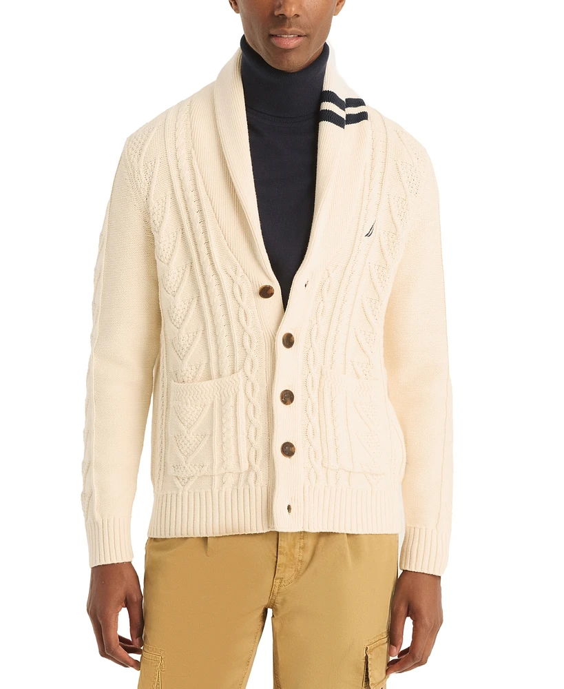 Nautica Men's Long Sleeve Cable-Knit Cardigan Sweater