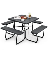 Slickblue Outdoor Picnic Table with 4 Benches and Umbrella Hole