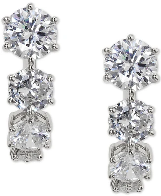 Eliot Danori Rhodium-Plated Cubic Zirconia J-Hoop Earrings, Created for Macy's