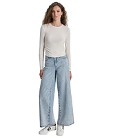 Dkny Jeans Petite Long-Sleeve Ribbed Crewneck