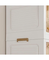 Portable Wardrobe Closet with 12 Magnetic Doors, 12 Cubes, 2 Hanging Rods, 16 Hangers