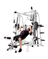 Marcy Pro Smith Cage Workout Machine Total Body Training Home Gym System, White