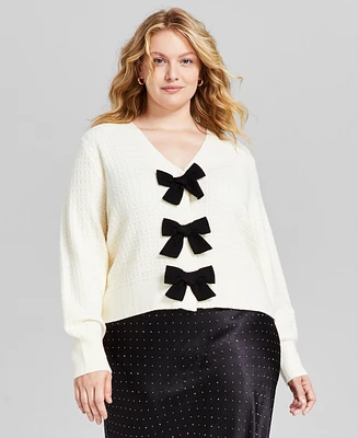 And Now This Trendy Plus Size Bow-Embellished Cardigan