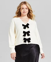 And Now This Trendy Plus Size Bow-Embellished Cardigan