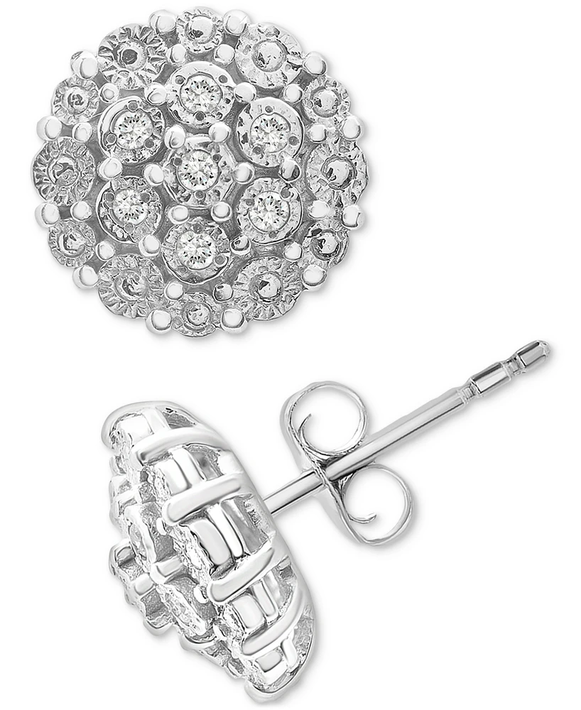 Diamond Cluster Button Stud Earrings (1/10 ct. t.w.) in Sterling Silver, Created for Macy's