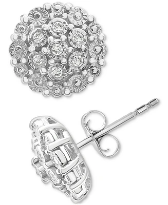 Diamond Cluster Button Stud Earrings (1/10 ct. t.w.) in Sterling Silver, Created for Macy's (A $170 Value)