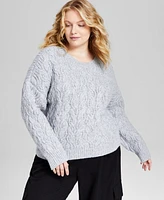 And Now This Trendy Plus Cable-Knit Crewneck Sweater