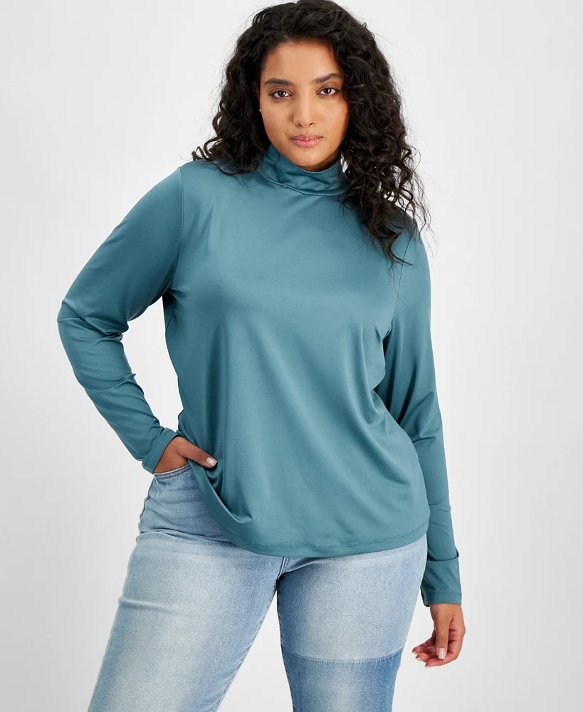 And Now This Trendy Plus Mock-Neck Long-Sleeve Top