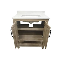 Merrick Lane Vigo Bathroom Vanity With Ceramic Sink, Carrara Marble Finish Countertop