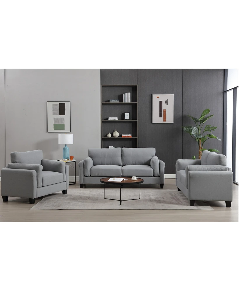 Simplie Fun Modern 3-Piece Sofa Set with Usb Charging Ports