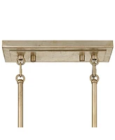 Possini Euro Design Madeleine Brass Gold Island Linear Rain Pendant Chandelier 56 1/2" Wide Modern Textured Cylinder Shades 10-Light Fixture for Dinin