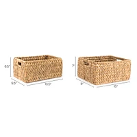 Jonathan Y Leif Rustic Minimalist Hand-Woven Hyacinth Nesting Baskets with Handles, Natural (Set of 2)