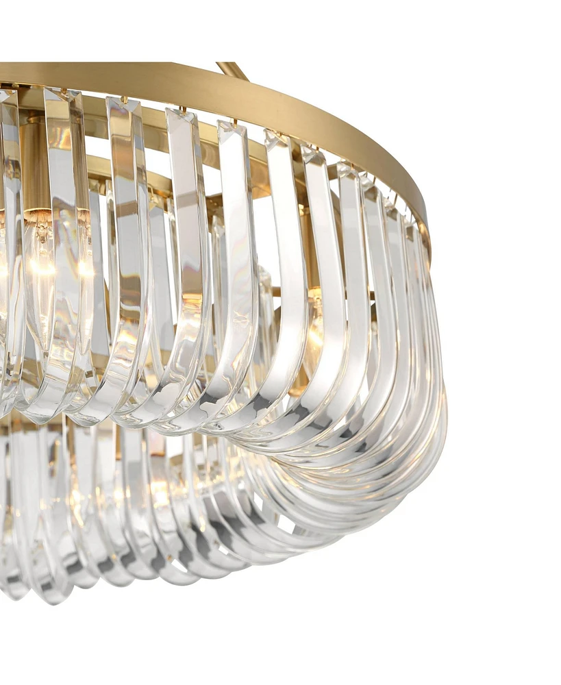 Possini Euro Design Jenna Modern Glam Ceiling Light Semi Flush-Mount Fixture 28" Soft Gold Metal 8