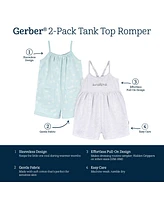 Gerber Baby Girls Sleeveless Romper Jumpsuit, 2 Pack