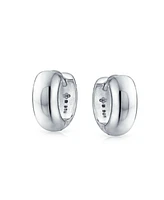 Bling Jewelry Classic Simple Smooth Wide Dome Hinge Kpop Sterling Silver Huggie Hoop Earrings For Women Finish