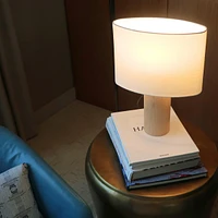 Mia Led Table Lamp with Maple Wood Base, Bulb Included (16")