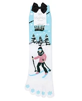 Festive Skiing Non-Skid Toe Socks