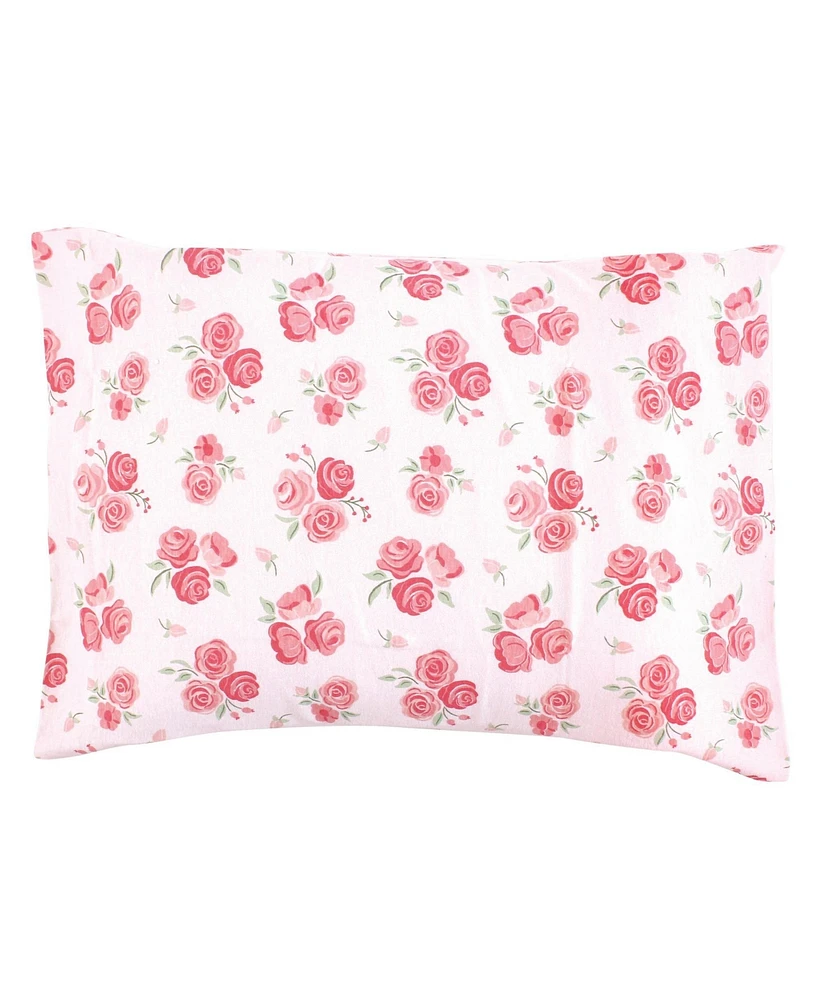 Hudson Baby Infant Girl Cotton Toddler Pillow Case, Blush Rose, One Size