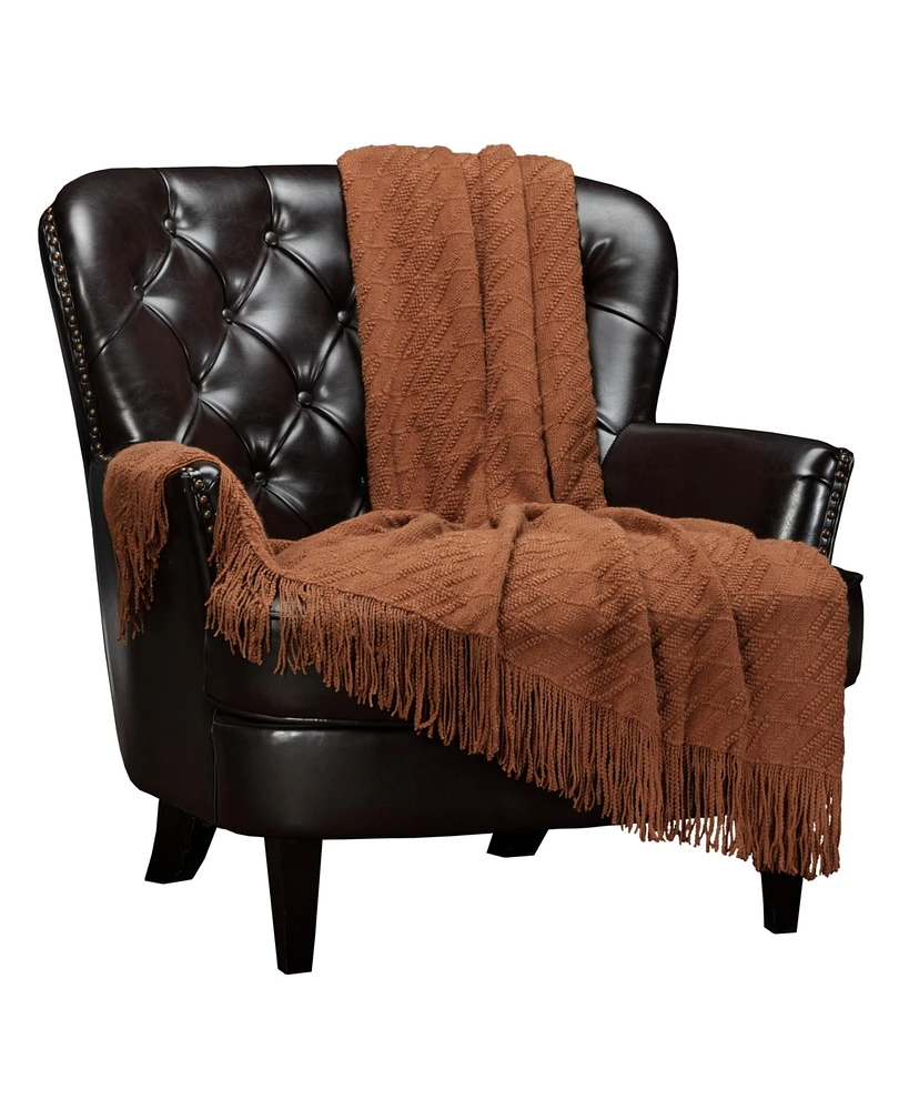 Chanasya Premium Rust Brown Throw Blanket With Tassels