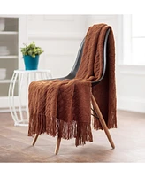 Chanasya Premium Rust Brown Throw Blanket With Tassels