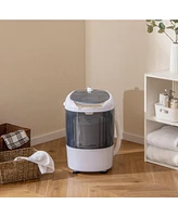 Portable Mini Washing Machine Semi-Automatic Washer and Spinner Combo with Single Tub-Grey