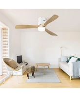 Sofucor 52" Low Profile Ceiling Fan, Flush Mount, Lights & Remote, Dc Motor, 3 Reversible Wood Blades, 6-Speed