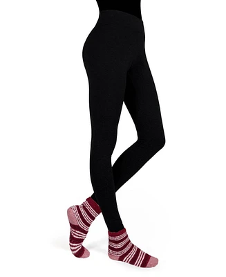 MeMoi Women's Red Stripe Cozy Sock & Legging Set - Mauve