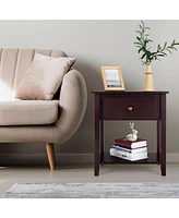 Slickblue Nightstand with Drawer and Storage Shelf for Bedroom Living Room