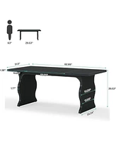 Tribesigns Modern Dining Table for 4-6, 63-Inch Rectangular Wood Kitchen Table, Large Dinner Table Wooden Dining Room Table, Black Kitchen & Dining Ro