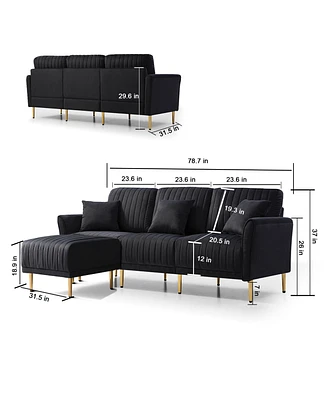 Simplie Fun Modern L-Shaped Sectional Sofa with Ottoman