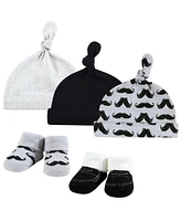 Hudson Baby Baby Girls 13Pc Cap and Socks Set, Mustache, 0-6 Months