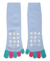 Festive Skating Penguin Non-Skid Toe Socks
