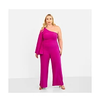 Rebdolls Plus Opal Extreme Single Sleeve Wide Leg Jumpsuit