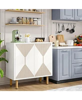 Tribesigns Sideboard Storage Cabinet, Wooden Buffet Floor Cabinet with Doors, Accent for Living Room