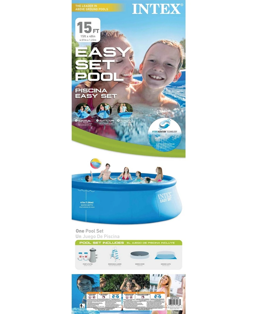Intex 15ft x 48in Easy Swimming Pool Kit w/ 1000 Gph Gfci Filter Pump 26167EH