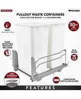 Rev-a-Shelf Double Pull Out Trash Can 50 Qt with Soft-Close, 53WC-2150SCDM-217