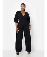 Rebdolls Plus Size Karma Pleated Wide Leg Jumpsuit