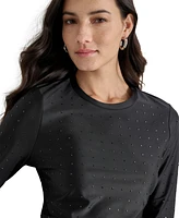 Dkny Jeans Women's Studded Crewneck Long-Sleeve Top