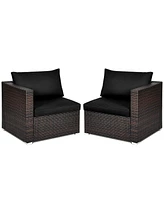 Skonyon 2 Pieces Patio Rattan Sectional Conversation Sofa Set