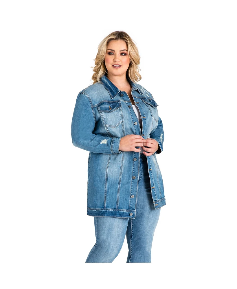 Standards & Practices Plus Size Light Wash Denim Oversized Jean Jacket