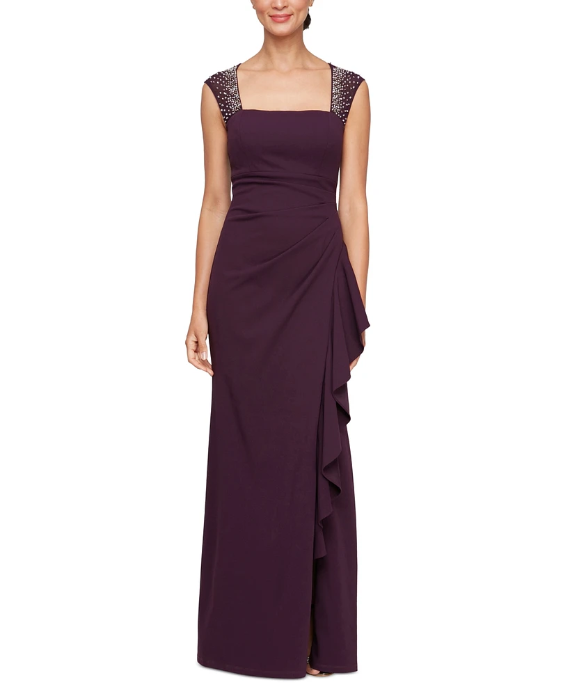 Alex Evenings Women's Embellished Ruffled Gown