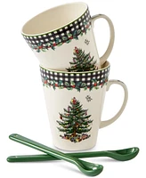 Spode Christmas Tree 2024 Annual 4 Piece Mug & Spoon Set, Created for Macy's