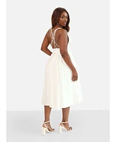 Rebdolls Plus Iris Criss Cross Back Midi Skater Dress