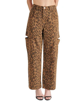 Steve Madden Women's Maise Leopard-Print Barrel-Cut Pants