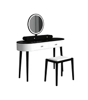 Slickblue Makeup Vanity Table Set with Led Mirror and 3 Spacious Drawers