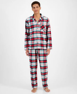 Family Pajamas Men's 2-Pc. Winterton Cotton Plaid Notch-Collar Holiday Pajamas. Created for Macy's