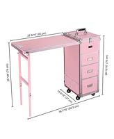 Byootique Nail Desk Mobile Station Rolling Makeup Manicure Table Nail Artist